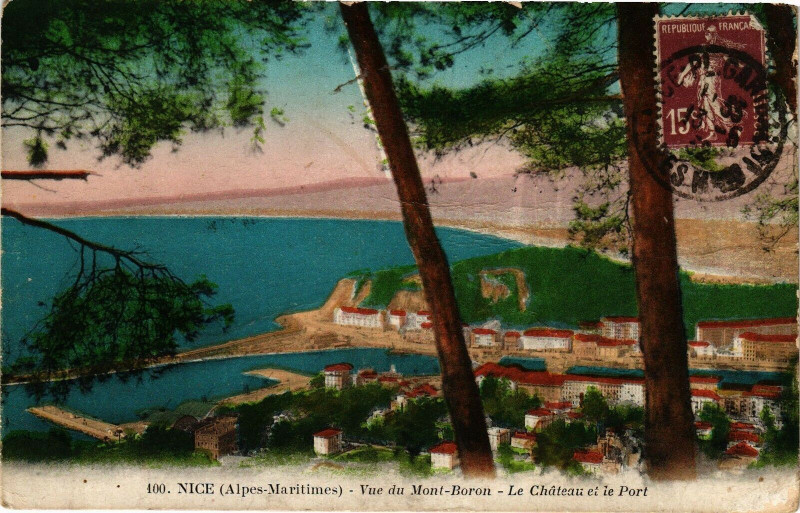 Carte postale ancienne Nice - Vue du Mont-Boron - Le Chateau et le Port à Nice