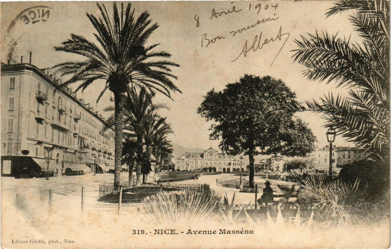 Carte postale ancienne Nice - Avenue Masséne à Nice