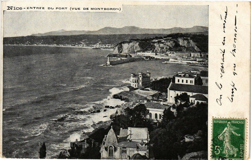 Carte postale ancienne Nice - Entrée du Port (Vue MontBoron ) à Nice