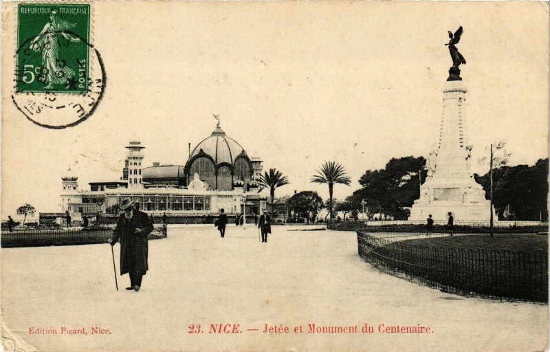 Carte postale ancienne Nice - Jetée et Monument du Centenaire à Nice