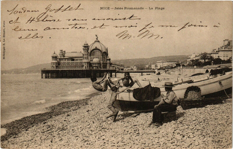 Carte postale ancienne Nice - Jetée Promenade - La Plage à Nice
