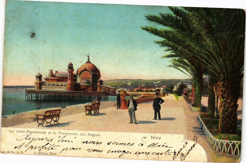 Carte postale ancienne Nice - La Jetée-Promenae et la Promenade des Anglais à Nice