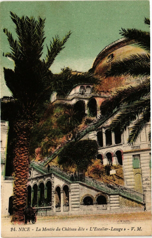 Carte postale ancienne Nice - La Montée du Chateau dite  L'Escalier-Lesage à Nice