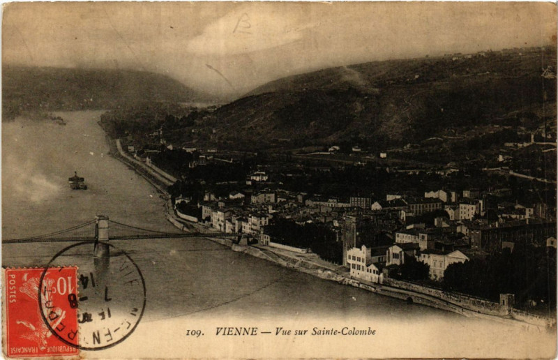 Carte postale ancienne Vienne - Vue sur Ste-Colombe à Vienne