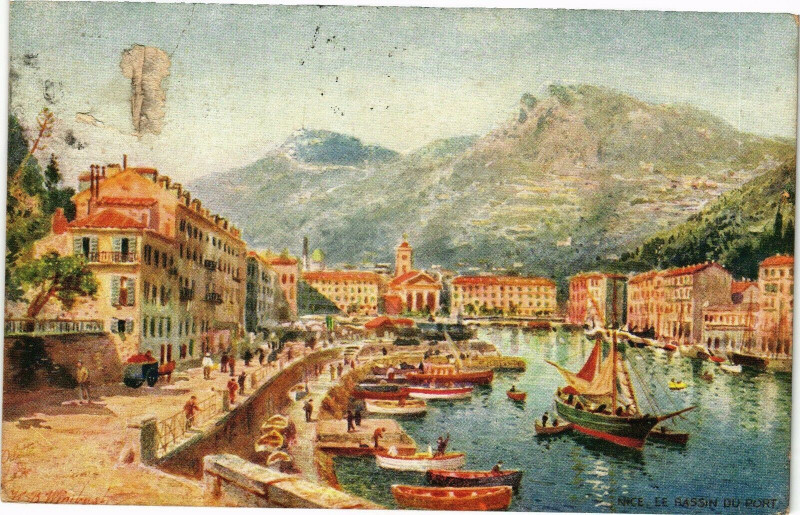 Carte postale ancienne Nice - Le Bassin du Port ... à Nice