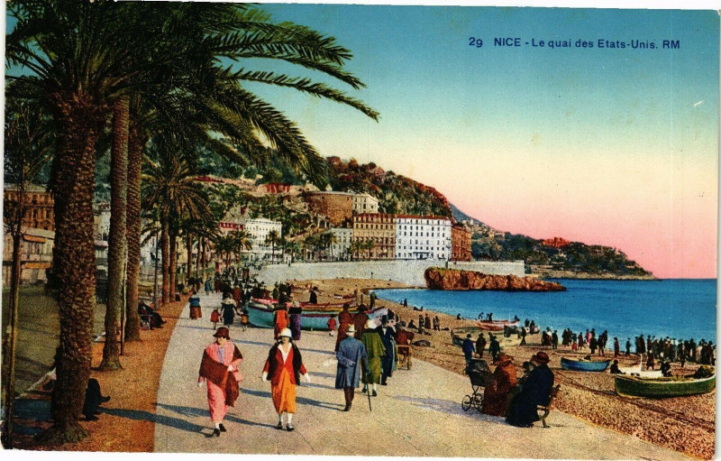Carte postale ancienne Nice - Le quai des Etats-Unis à Nice