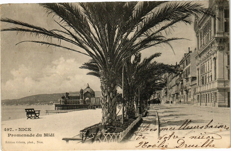 Carte postale ancienne Nice - Promenade du Midi à Nice