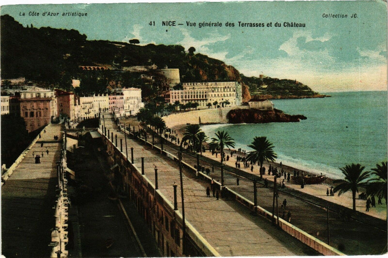 Carte postale ancienne Nice - Vue générale des Terrasses et du Chateau à Nice