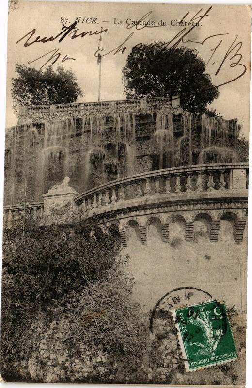 Carte postale ancienne Nice - La Cascade du Chateau à Nice