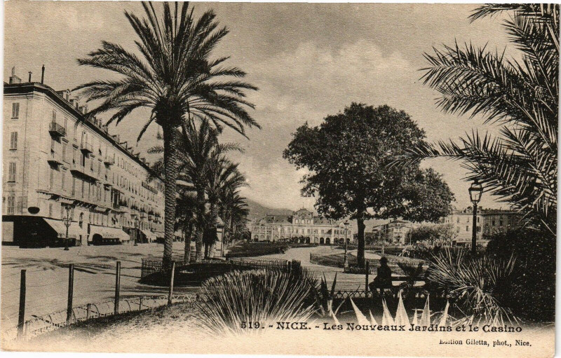 Carte postale ancienne Collection Artistique - Nice - Les Nouveaux Jardins et le Casino à Nice