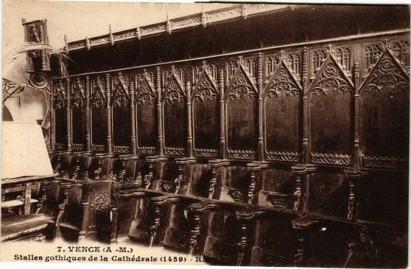 Carte postale ancienne Vence - Stalles gothiques de la à Vence