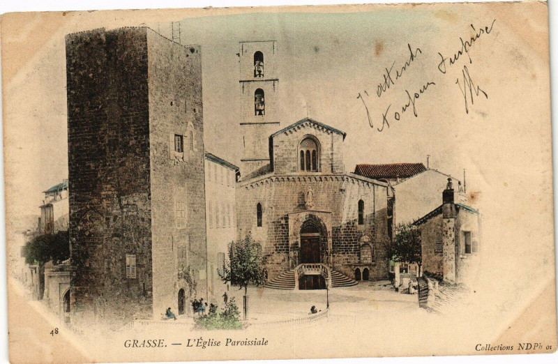Carte postale ancienne Grasse - L'eglise paroissiale à Grasse