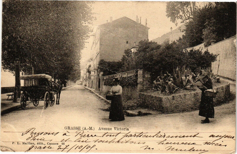 Carte postale ancienne Grasse - Avenue victoria à Grasse