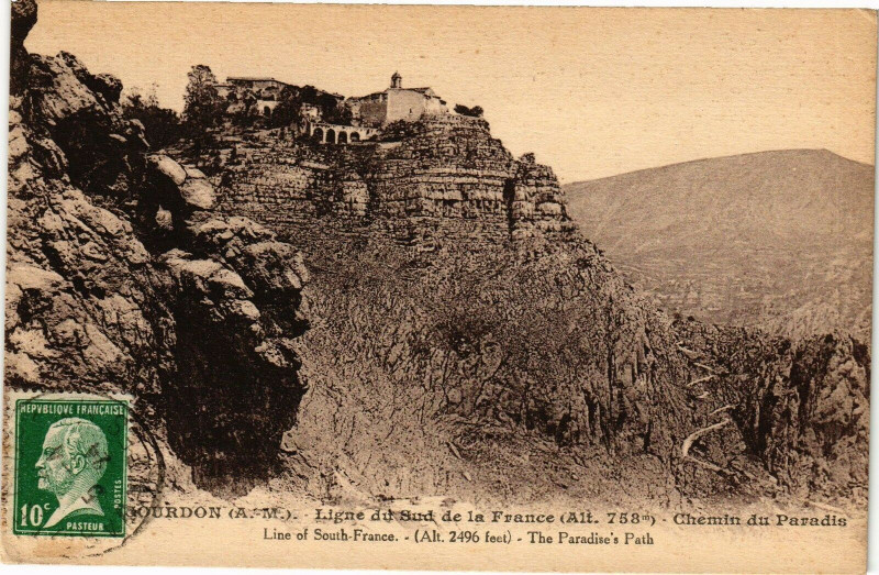 Carte postale ancienne Gourdon - Ligne du Sud de la France à Gourdon