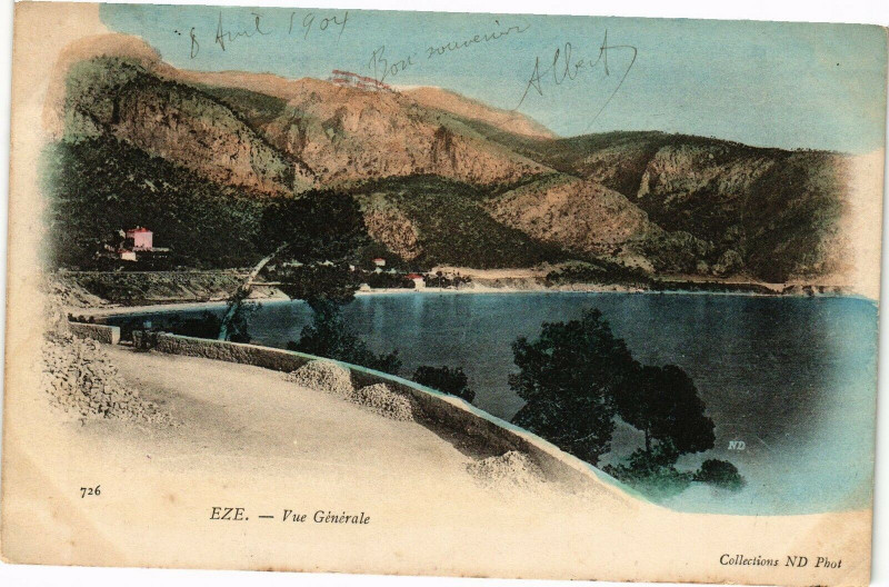 Carte postale ancienne Eze - Vue générale à Èze