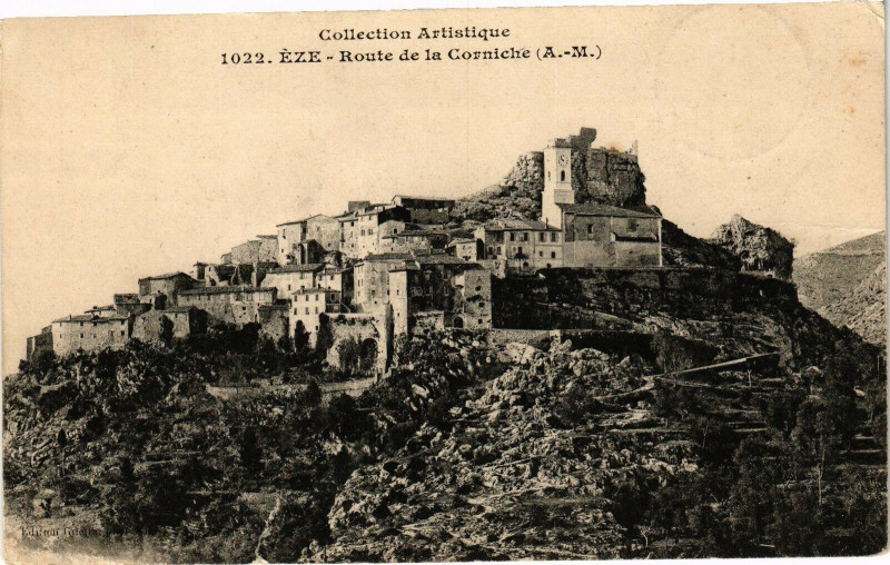 Carte postale ancienne Eze - Route de la corniche à Èze