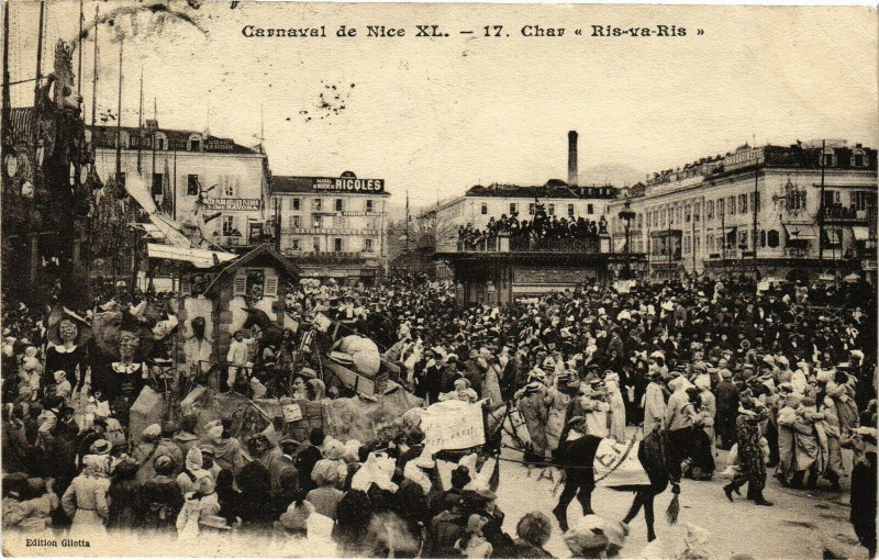 Carte postale ancienne Carnaval de Nice Xl. - Char  Ris-va-Ris à Nice