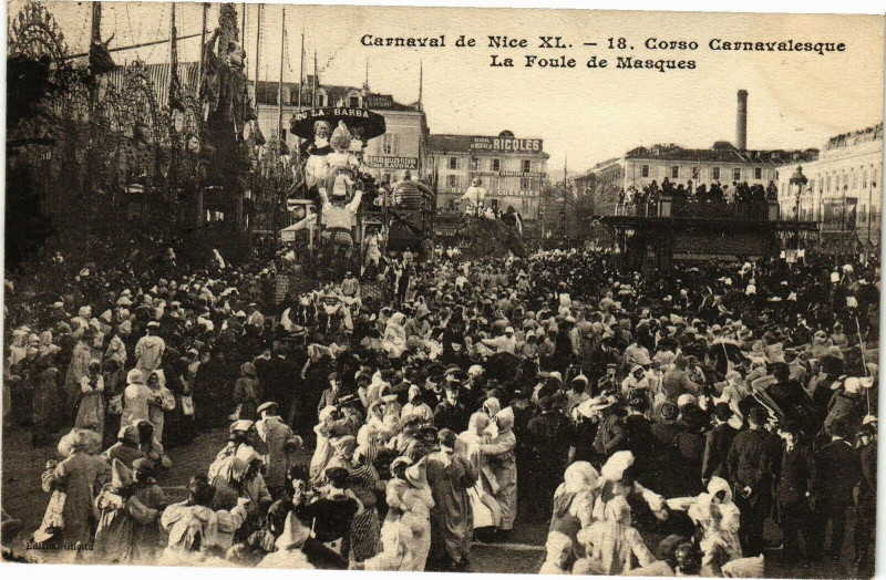 Carte postale ancienne Carnaval de Nice Xl. - Corso Carnavalesque - La Foule de Masques à Nice