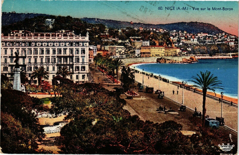 Carte postale ancienne Nice - Vue sur le Mont-Boron à Nice