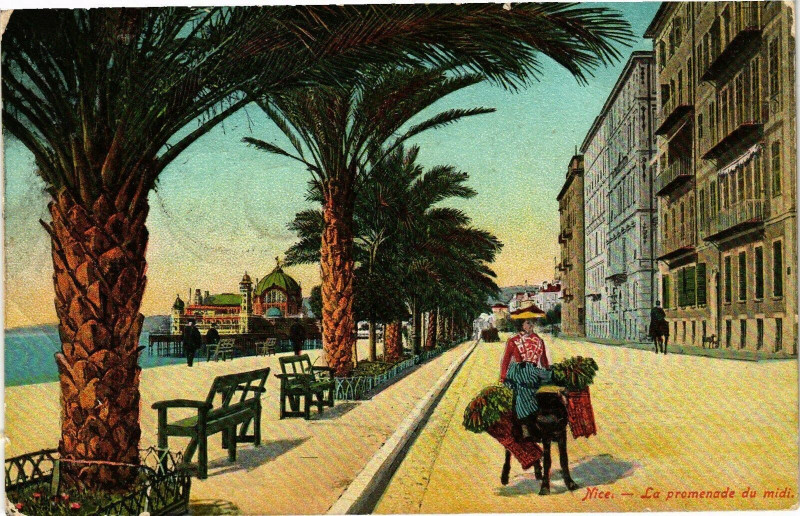 Carte postale ancienne Nice - La promenade du midi à Nice