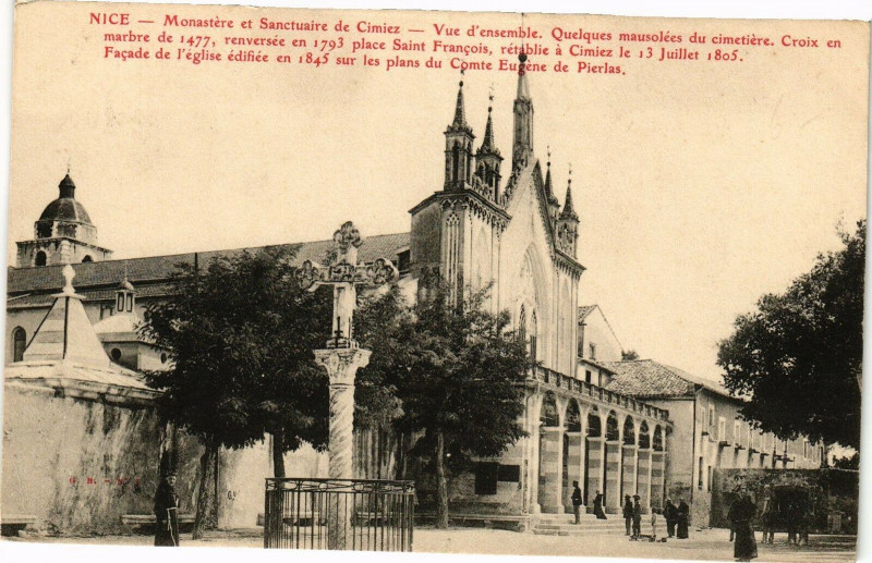 Carte postale ancienne Nice - Monastére et Sanctuaire de Cimiez - Vue d'ensemble.... à Nice