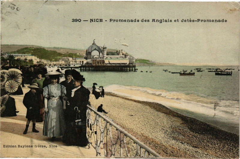 Carte postale ancienne Nice - Promenade des Anglais et Jetée-Promenade à Nice