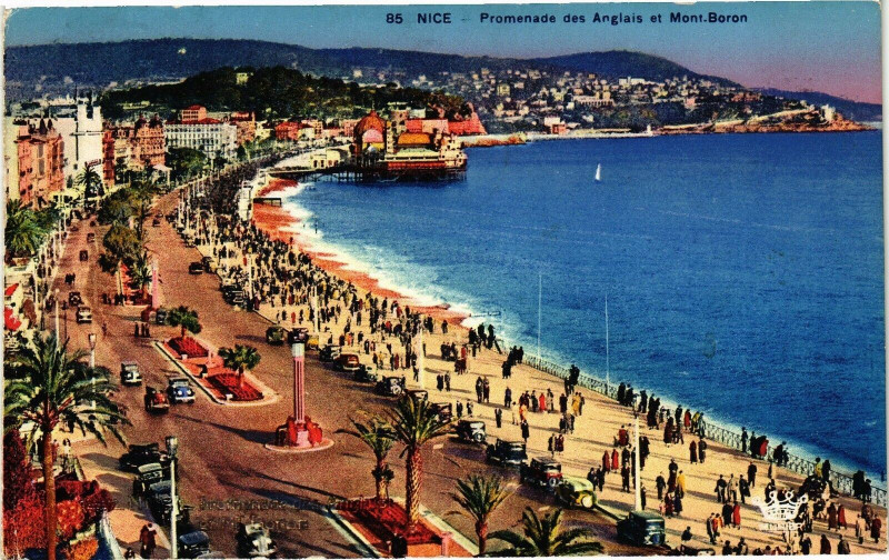 Carte postale ancienne Nice - Promenade des Anglais et Mont-Boron à Nice