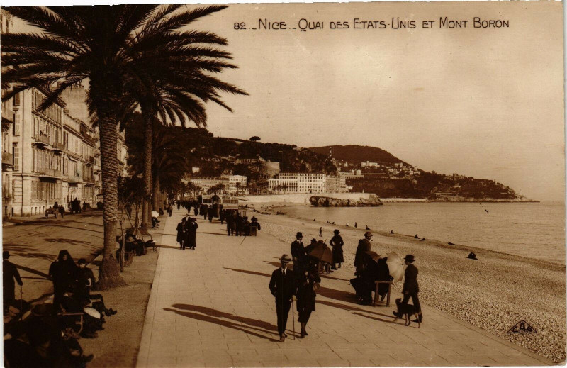 Carte postale ancienne Nice - Quai des Etats - Unis et Mont Boron à Nice