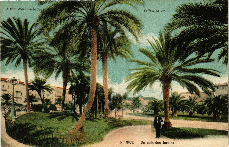 Carte postale ancienne Nice - Un coin des Jardins à Nice