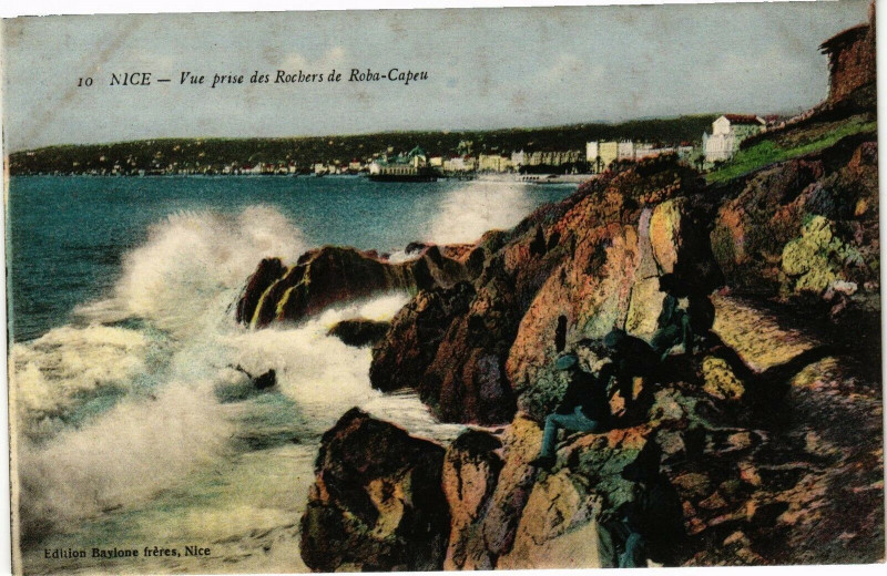 Carte postale ancienne Nice - Vue prise des Rochers de Roba-Capeu à Nice