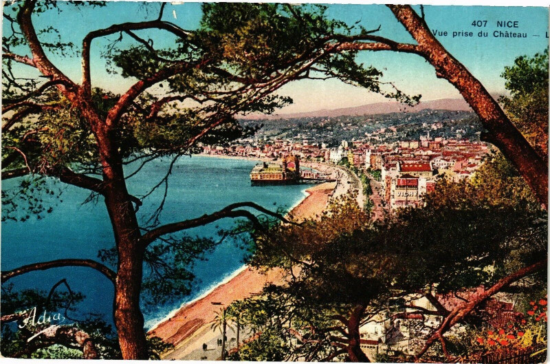 Carte postale ancienne Nice - Vue prise du Chateau à Nice