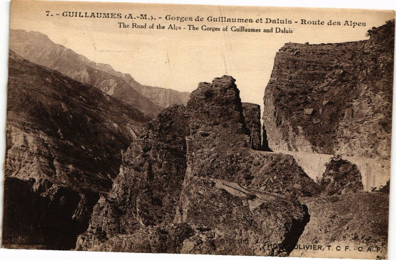 Carte postale ancienne Guillaumes - Gorges de Guillaumes à Guillaumes