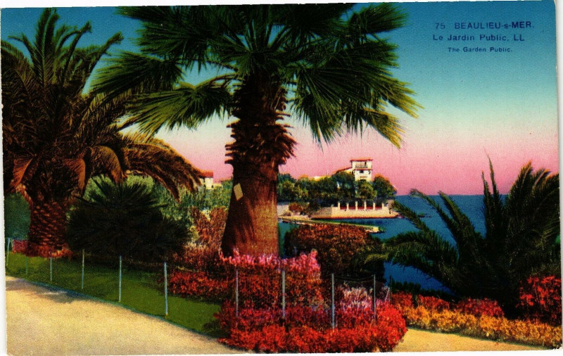 Carte postale ancienne Beaulieu - Le jardin public
