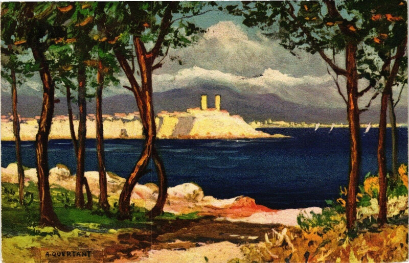 Carte postale ancienne Antibes - Vue du cap à Antibes