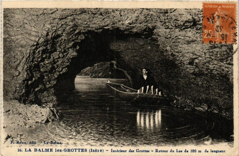 Carte postale ancienne La Balme-les-Grottes - Intérieur des Grottes - Retour du Lac à La Balme-les-Grottes