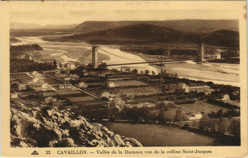 Carte postale ancienne Cavaillon Vallee de la Durance Vue de la Colline Saint-Jacques à Cavaillon