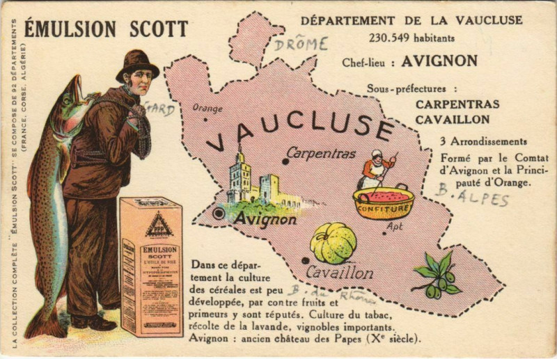Carte postale ancienne Vaucluse - Map - Emulsion Scott Advertising