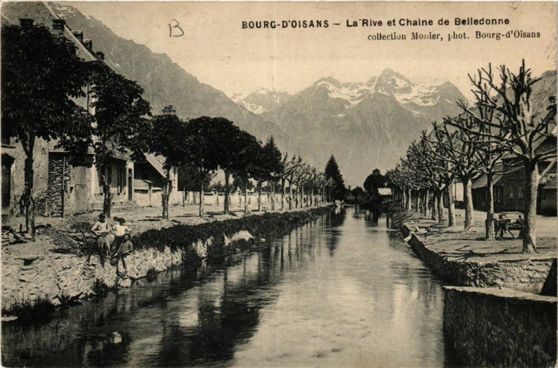 Carte postale ancienne Bourg d'Oisans - La Rive et Chaine de Belledonne