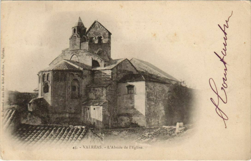 Carte postale ancienne Valreas L'Abside de l'Eglise à Valréas
