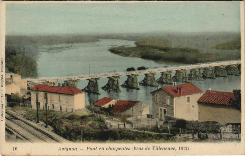 Carte postale ancienne Avignon Pont de Charpentes - Bres de Villeneuve à Avignon