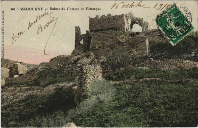 Carte postale ancienne Fontaine-De-Vaucluse Ruines du Chateau de Petrarque à Fontaine-de-Vaucluse