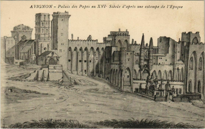 Carte postale ancienne Avignon Palais des Papes au XVIe Siecle à Avignon