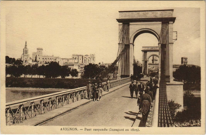 Carte postale ancienne Avignon Pont Suspendu à Avignon