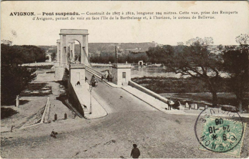 Carte postale ancienne Avignon Pont Suspendu à Avignon