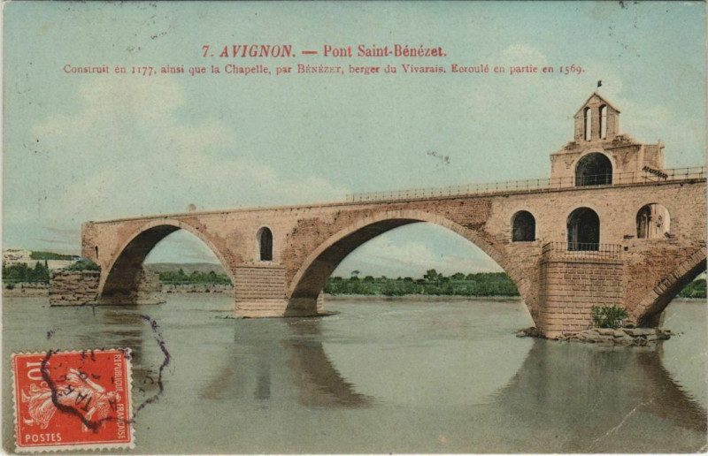 Carte postale ancienne Avignon Pont Saint-Benezet à Avignon