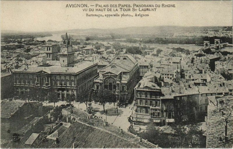 Carte postale ancienne Avignon Palais des Papes - Panorama du Rhone à Avignon