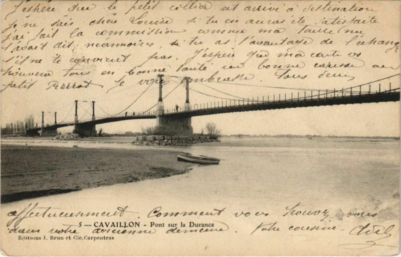 Carte postale ancienne Cavaillon Pont sur la Durance à Cavaillon
