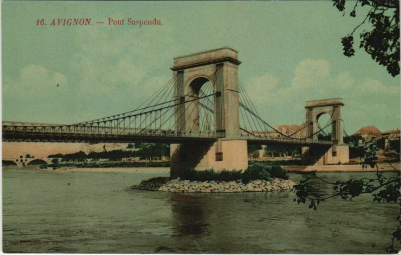 Carte postale ancienne Avignon Pont Suspendu à Avignon