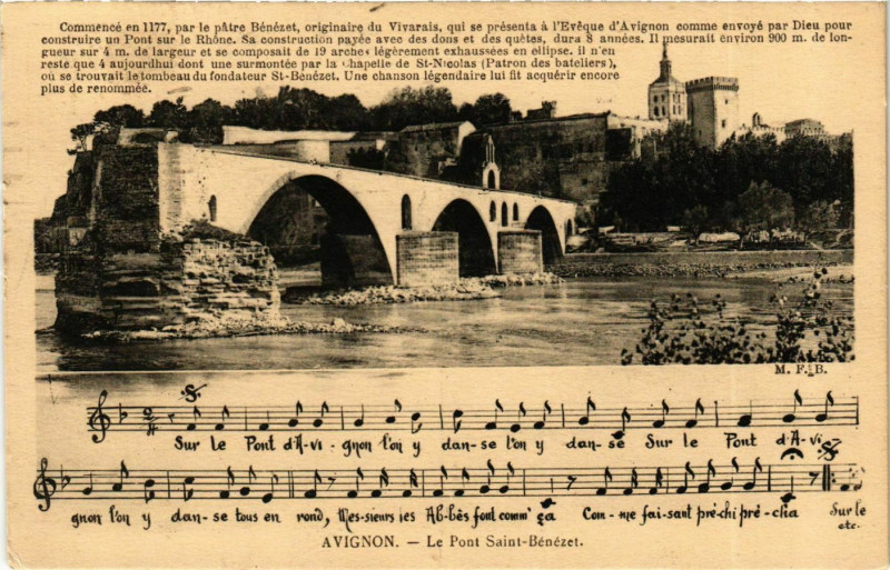 Carte postale ancienne Le Pont Saint-Bénézet Sur le Pont d'Avignon à Avignon