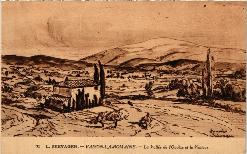 Carte postale ancienne Vaison-la-Romaine - La Vallée de l'Ouveze et le Ventoux à Vaison-la-Romaine